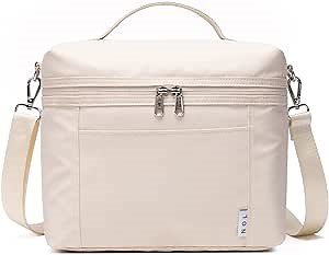 NOL Natural Organic Lifestyle Insulated Lunch Bags for Women Cooler Bag Lightweight Nylon Waterproof Lunch Box For Work (Small, Cream)