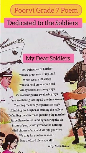 Poorvi Grade 7 Poem 'My Dear Soldiers' by APJ Abdul Kalam #shorts #ytshorts #explore
