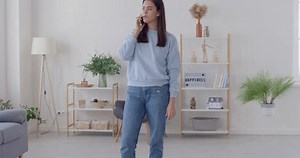 Woman Talking On Mobile Phone Happy Stock Footage Video (100% Royalty-free) 3457183785 | Shutterstock