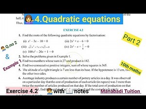 10th class math| Chapter 4|Quadratic Equations| ex 4.1|Q.no 2|Example 1|with notes |CBSE |NCERT|