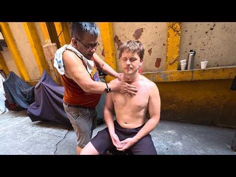 ASMR Street Massage So Strong It Nearly Broke the Chair