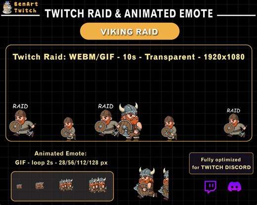 Animated Viking Twitch Raid Alert, Viking Twitch Emotes for Streamers, New Raid GIF for Twitch Discord - Etsy