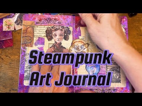 Steampunk Art Journal Cut & Collage With Steampunk Papers | Double Page Tutorial | #artjournal #art