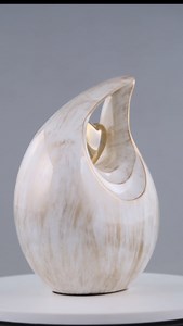 Teardrop Heart Urn for Human Ash| Cremation Urns Ashes |Urn for Human Ashes | Decorative Cremation Urn | Large | 2.5 Litre Capacity | White - Golden