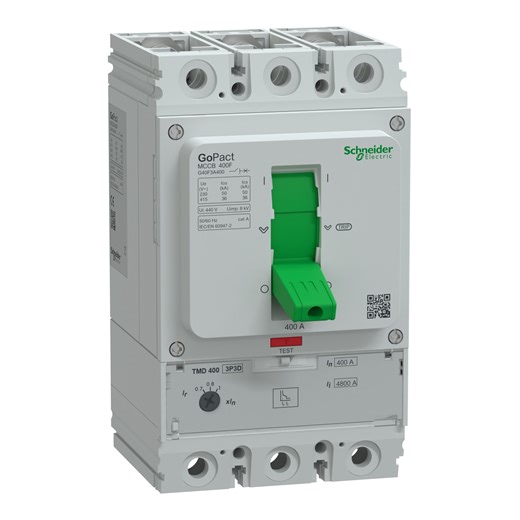 Schneider G40F3A400 | Circuit breaker, GoPact MCCB 400, 3 poles, 36kA at 415VAC, 400A rating, TMD trip unit, adjustable thermal protection – eshopmas.com
