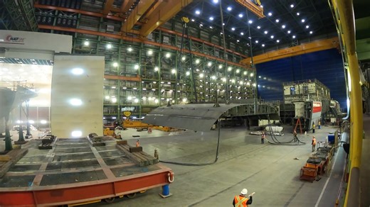 Watch the lift and flip of the first unit for the first River-class destroyer in just twenty seconds. This is a key milestone for the first RCD, achieved by our team of 2,400 shipbuilders who are proudly building ships for Canada. | Irving Shipbuilding Inc.