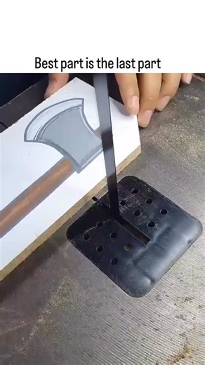 @funnyrrel on Instagram: "The video depicts a craftsman using a coping saw to meticulously cut an intricate axe outline from a painted foam or wood board, emphasizing precision in following curved lines for a clean reveal at the 37-second mark. - Posted on January 15, 2026, it quickly amassed 2.2 million views and 1,840 likes, indicating strong viral appeal through satisfying ASMR-like craftsmanship content. - Viewer reactions mix admiration for the skill with humor over the material waste from 