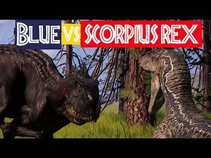 Blue Velociraptor vs Scorpius Rex | Jurassic World Evolution (4K)