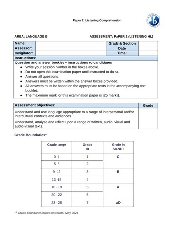 IBDP Paper 2: Listening comprehension | Teaching Resources