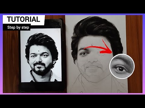 Realistic Eye Shading PART-1 | Thalapathy Vijay Face Drawing | Step by step Tamil for BEGINNERS