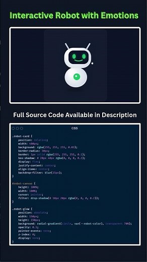 Interactive Robot Animation 🤖 | HTML CSS JavaScript Canvas Animation