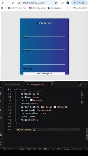 Simple Contact Form 🔥 HTML CSS #webdevelopment #html #shorts