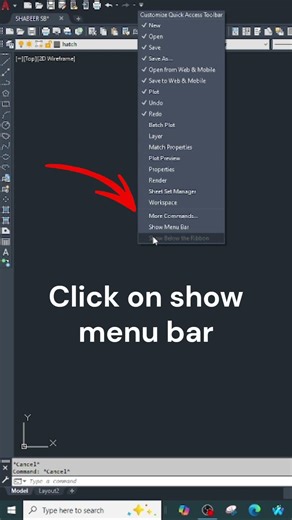 Menu Bar Not Showing in AutoCAD #drafting #design