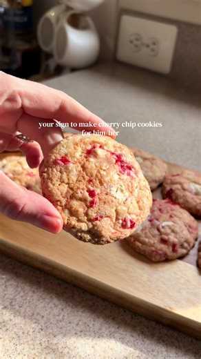 Cherry chip cookies are a favorite this season. Recipe is in my recipe tab! 🍒 #cherrychipcookies #cherrycookies #cherrydessert #bakingrecipe
