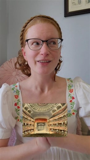 At the opera! We are going to sit in a quiet theater and listen to a lovely story sung by a professional, right? Lol, no! The theater was noisy, guests gossiped and they spent more time looking at the other guests than paying attention to the opera. #regencyromance #regency #bridgerton #janeausten #bridgertonvibes #bridgertonvsregency | Anastasia Hayward | Facebook