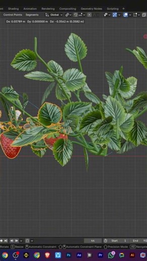 Strawberry plant 3D modeling in blender #blender3d #blender #3dmodeling