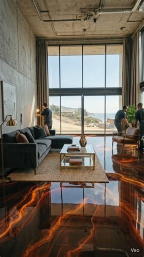 Wait for the End! 😱 Satisfying 3D Fire Epoxy Resin Floor Transformation 🔥#epoxyfloor