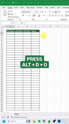 Submit a data form in Excel#excel #exceltips #corporate #spreadsheets #workhacks