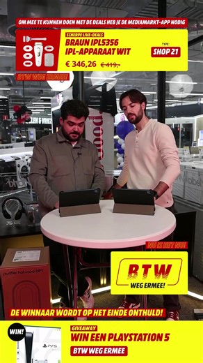 MEDIA MARKT LIVE | BTW WEG ERMEE | SCHERPE LIVE-DEALS, PS5, OPEL ROCKS & GIVEAWAYS WE ZIJN LIVE — EN VANAVOND HEBBEN WE TE GEKKE SCHERPE LIVE-DEALS! Karim & Luuc staan vanavond klaar met de scherpste Live-Deals, geweldige prijzen en een kleine verrassing. 🎁🔥 💥 Je maakt onder andere kans op het winnen van een PlayStation 5 — én we hebben een mega scherpe deal op de gloednieuwe Opel Rocks. En geloof ons: dit is nog lang niet alles 🤩📽️ 🔥We hebben de BTW verwijderd 🔥 Scherpe live-deals 🔥 Waa