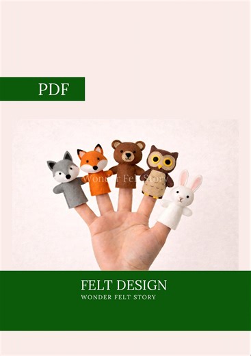 Felt Finger Puppets Sewing Pattern, Woodland Felted Animals, Felt Ornaments, Step by Step Tutorial, Kids Craft, Custom Felt Doll, Felt - Etsy