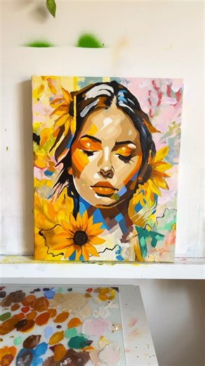 This sold painting started as a course project. Learn mixed media your way.💖 #mixedmedia #artcourse