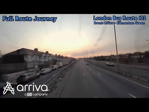 Full Sunrise Journey On London Bus Route 102: Brent Cross - Edmonton Green