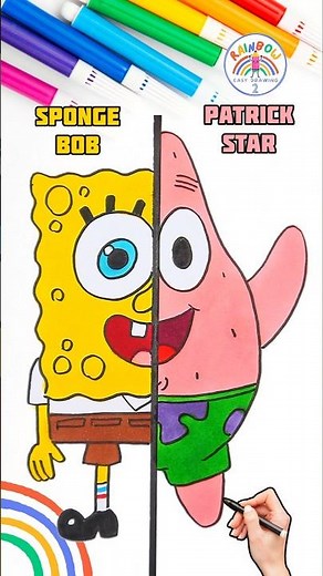 SpongeBob Squarepants | Drawing SpongeBob and Patrick 🌈🧽👀 #spongebob #shorts