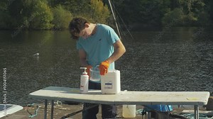 Dispensing epoxy into plastic tub boat building project