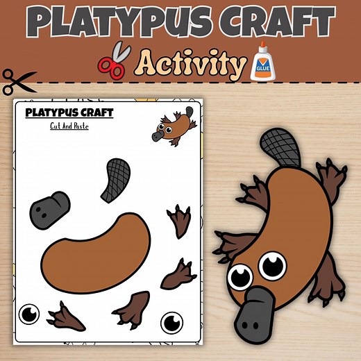 Platypus Cut and Paste Craft: Australian Animal Activity (PDF) - Etsy