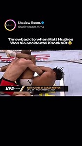 At UFC 34, Carlos Newton appeared seconds from submitting Matt Hughes with a tight triangle choke. Hughes temporarily unconscious, slammed Newton to the canvas, knocking the champion out cold — Hughes came round first and was awarded the knockout victory in one of the most unusual finishes in MMA history. 📸: UFC @shadowroom.mma | #matthughes | #carlosnewton | #ufc | #mma #ufchistory #ufc34 | Shadow Room.