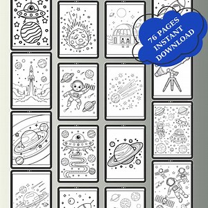 Space Coloring Book for Kids: 76 Galaxy-themed Pages (digital Download PDF) - Etsy