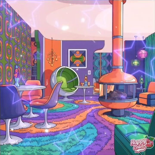 Colour with me an interior in Happy Color App.