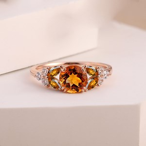 Vintage Citrine Engagement Ring Unique Citrine Cluster Ring Rose Gold Gemstone Bridal Ring Promise Ring for Women Custom Birthstone Ring - Etsy