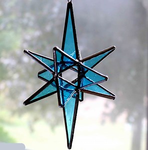 Stained Glass Aqua Bethlehem Moravian Star Ornament, Star Suncatcher, Christmas Tree Ornament - Etsy