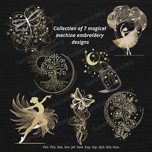 Magic Embroidery Design Bundle – 7 Boho Magic Machine Embroidery Patterns – Instant Download - Etsy