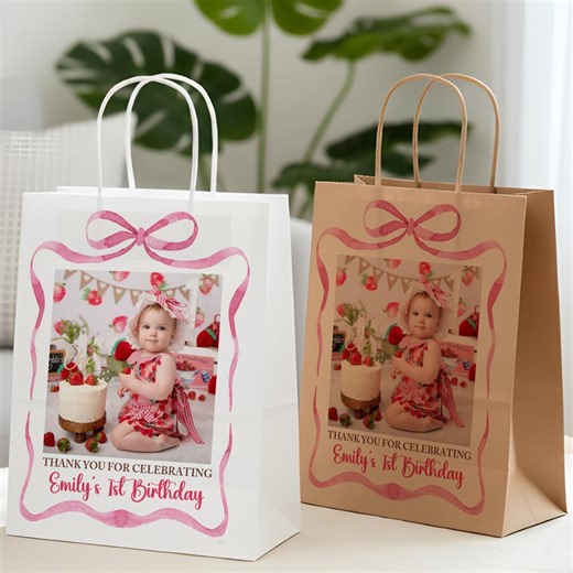 Personalized Birthday Gift Bag With Photo/first Birthday Gift Bags/birthday Bags for Her/birthday Bag/custom Photo Gift Bags With Handles - Etsy
