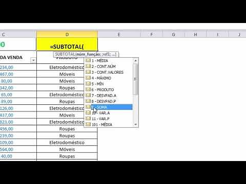 Função Subtotal no Excel
