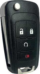 Folding Replacement Key Fob Cover Case fit for Chevy Equinox Malibu Cruze Camaro Volt Sonic Keyless Entry Key Fob Shell