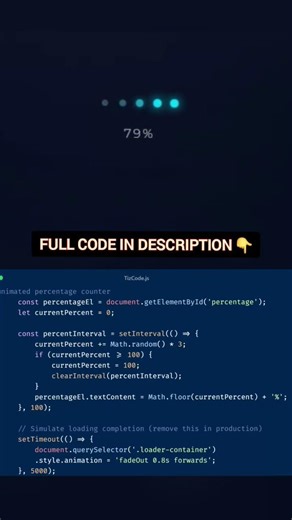 Animated Loading Percentage Counter with JavaScript ⚡ #Shorts