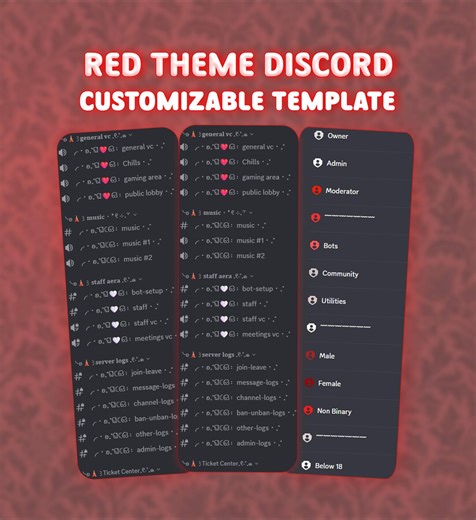 Red Theme Discord Server Template | for Gaming, Streaming and More - Etsy