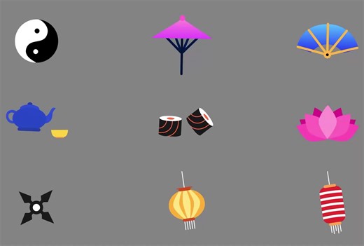 Japanese Style Icons Animation