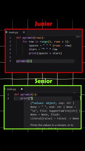 Junior Vs Senior Python Developer 💻 #python #programming #coding #javascript #tech #education