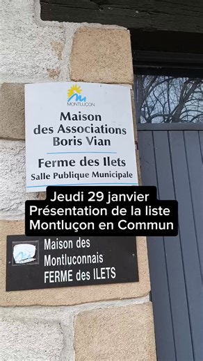 📍 MONTLUÇON EN COMMUN : Présentation de la liste Habitantes et habitants de Montluçon, Construisons ensemble l'avenir de Montluçon !🗳️ Nous vous invitons à la présentation officielle de notre liste MONTLUÇON EN COMMUN. Ce sera l'occasion pour toutes et tous de découvrir le projet ainsi que les femmes et les hommes qui porteront les idées et les convictions qui nous animent. 🗓️ DÉTAILS DE LA RÉUNION Date : Jeudi 29 janvier. Heure : 18h30. Lieu : Ferme des Îlets, Espace Boris Vian, rue des Fauc