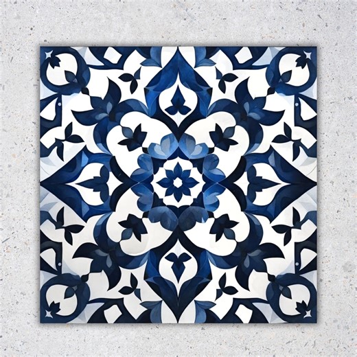 Blue Azulejo Tile: Spanish Moroccan Ceramic Tile for Backsplash | Kitchen and Bath Tile | Mexican Look Tile | Cobalt Blue and White Tile | - Etsy