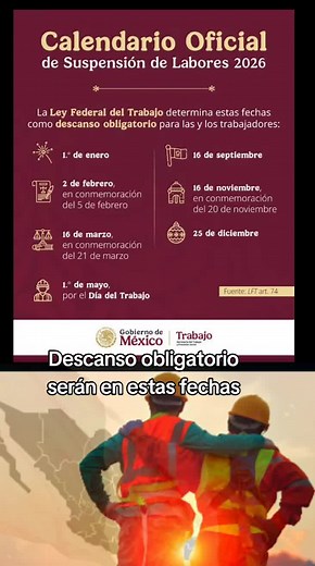 Días de descanso en México para 2026