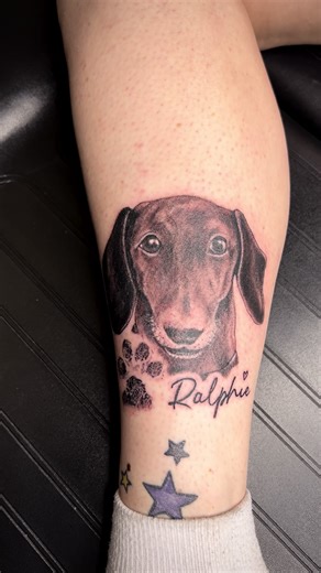 Memorial piece of her beloved family dog Ralphie #dogtattoo #petmemorial #petmemorialtattoo