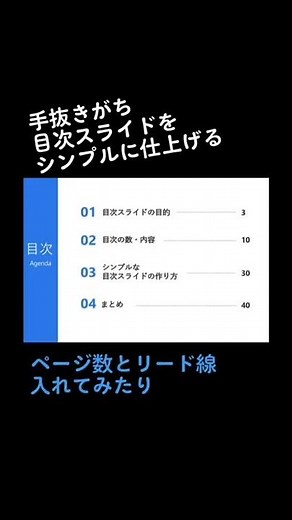 【手を抜かずさっといい感じに仕上げる】目次スライドの作り方！シンプル#パワーポイント #shorts #目次スライド#デザイン