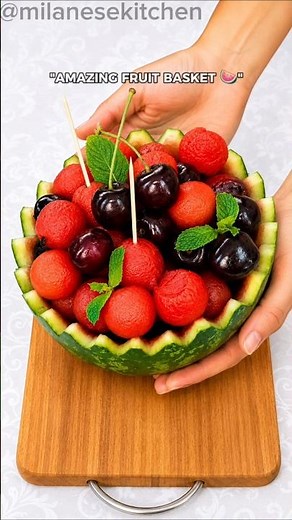 Amazing Watermelon Fruit Basket 🍉🍒 Easy Fruit Decoration Ideas #Shorts