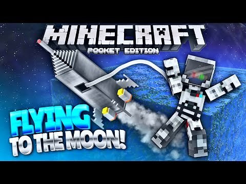 On the MOON in Minecraft Pocket Edition - Fly to SPACE using Command Blocks! (Minecraft PE 1.1.3+)