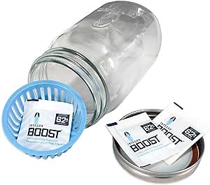 Integra Boost Humidity Control Jar With Humidity Pack Holder, Includes 3 Boost Packs For 2-Way Humidity Control (4 Gram Packs at 62 Percent RH, 32 oz Jar)